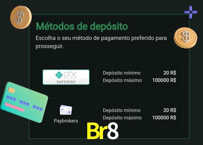 O cassino Br8 oferece uma grande variedade de métodos de pagamento